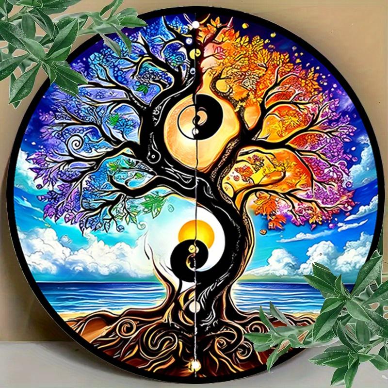 Product Introduction of Colorful Yin Yang Tree Ocean Sunset Metal Wall Art - Vibrant Round Poster for Bar, Cafe, Beach House, Backyard - Ideal for Artistic Spaces, Coastal Home Decor, 2D, Perfect for Room Decor 14