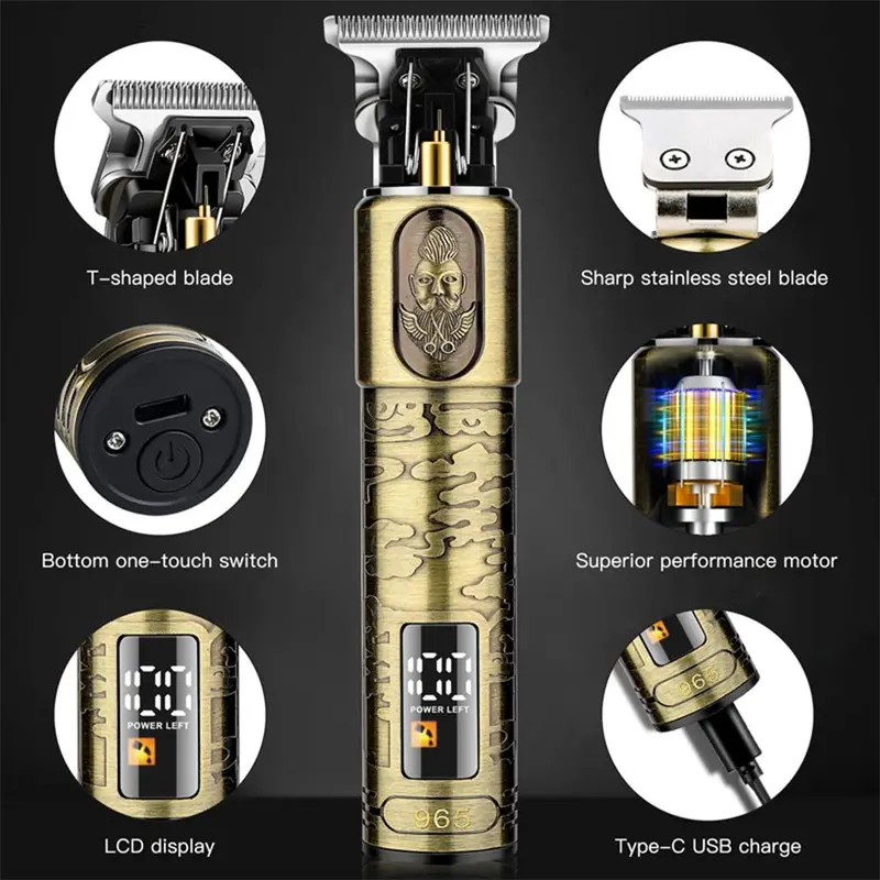 Hair Clipper and Shaver Set, Multifunctional Portable Rechargeable Hair Clipper Set with Display for Men, Hair Clipper Trimmer Neon Clipper, Stocking Fillers Gift 2