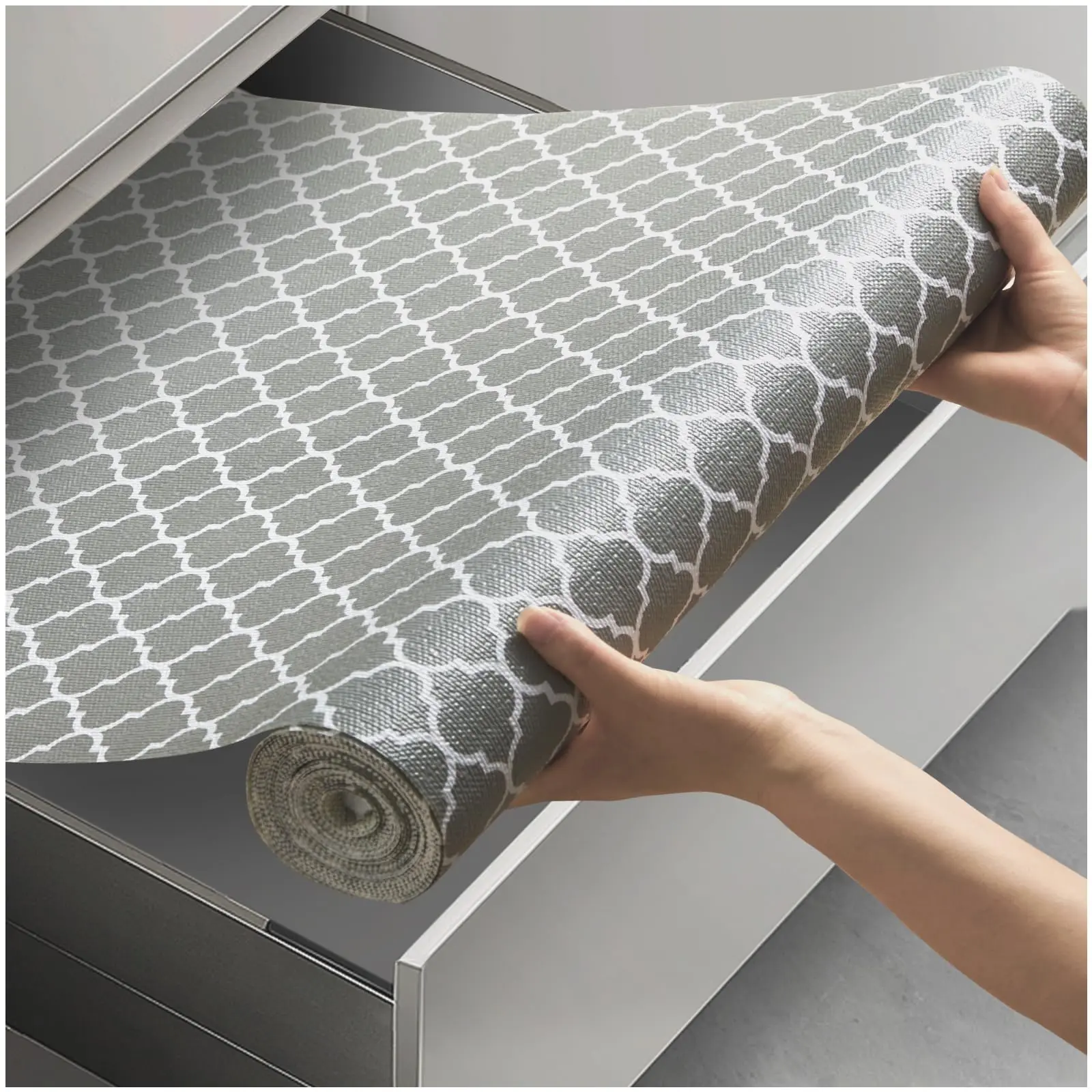 Geometric Pattern Drawer Liner, 1 Roll Non-slip Waterproof Drawer Mat, Kitchen Cabinet Drawer Liner, Refrigerator Liner, Household Items, Bathroom Cupboard Drawer Mat, Home Decor UK