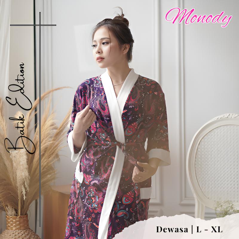 Kimono Handuk Dewasa Size (L/XL) / Standar & Jumbo / Jubah Mandi Wanita / Baju Handuk / Batik Edition 1