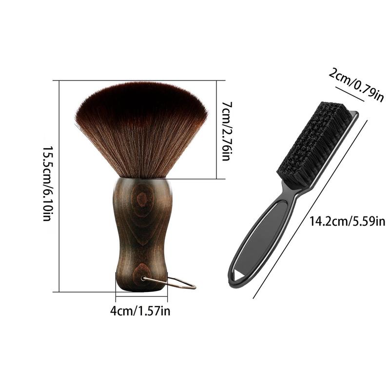 Product Introduction of Neck Brush Hair Brush Set, 2 Counts Wooden Handle Neck Hair Brush & Plastic Brush, Hair Styling Tool for Salon & Home 1