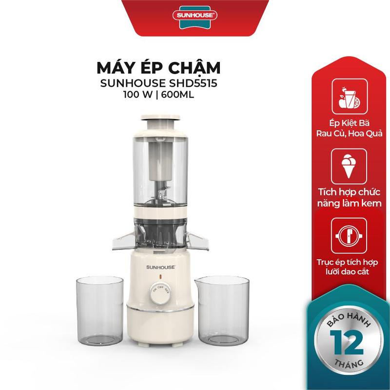 Máy ép chậm SUNHOUSE SHD5515 Ép kiệt bã Làm kem mịn Công suất mạnh