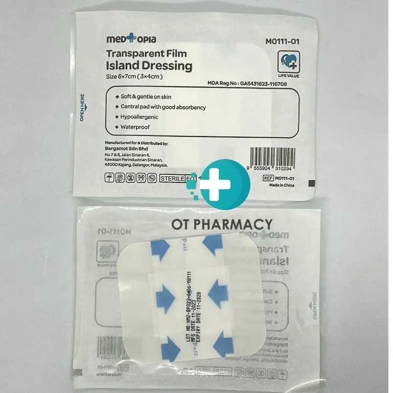 Medtopia Transparent Film Island Dressings with pad (6x7cm/9x10cm ...