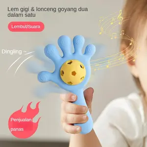 【COD】Mainan Bersuara untuk Bayi - Sinar Baru! Goyangan Telapak Tangan Silikon Teether - Solusi Aman untuk Mulut Bayi