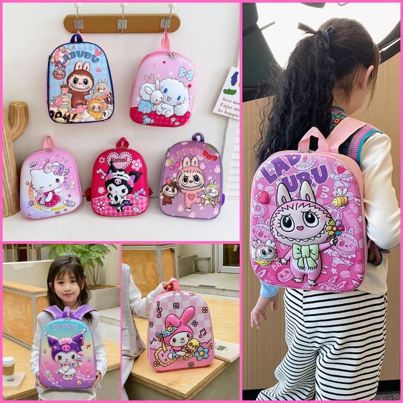Balo mẫu giáo trẻ em hình nổi 3D trứng, cặp mầm non cho bé gái hoạt hình kuromi labubu elsa công chúa bạch tuyết ngựa pony mèo kitty BBG0713