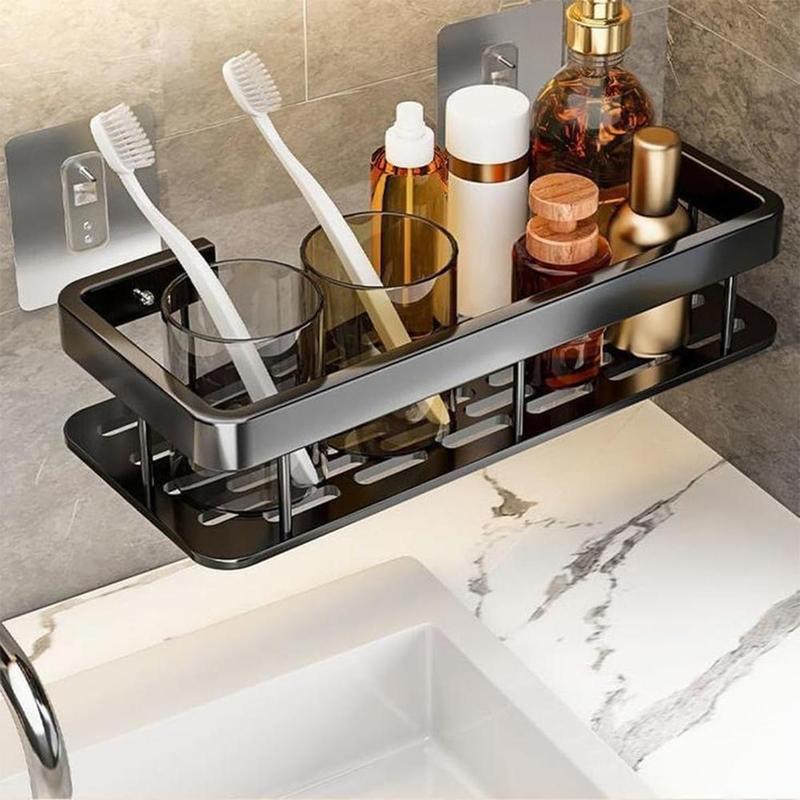 Giá Để Đồ Đa Năng, Treo Tường, Không Cần Đục Lỗ, Làm Bằng Nhôm, Thiết Kế Khoét Lỗ Thích Hợp Cho Bồn Rửa Trong Phòng Tắm, Với Chức Năng Lưu Trữ 2