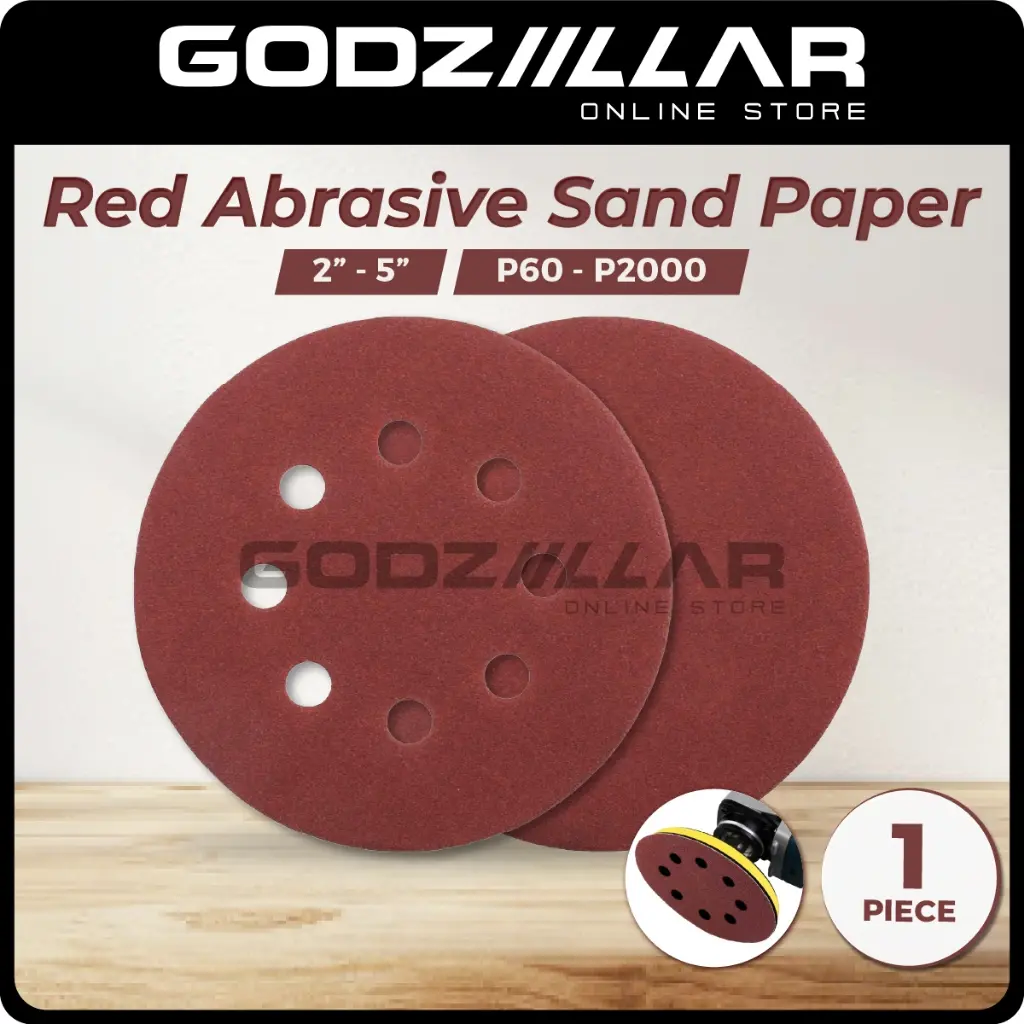 (1pcs) 2”/3”/4”/5” Abrasive Sanding Disc Round | 8-Hole Abrasive Sandpaper Polishing Grinder Velcro Pad Kertas Pasir