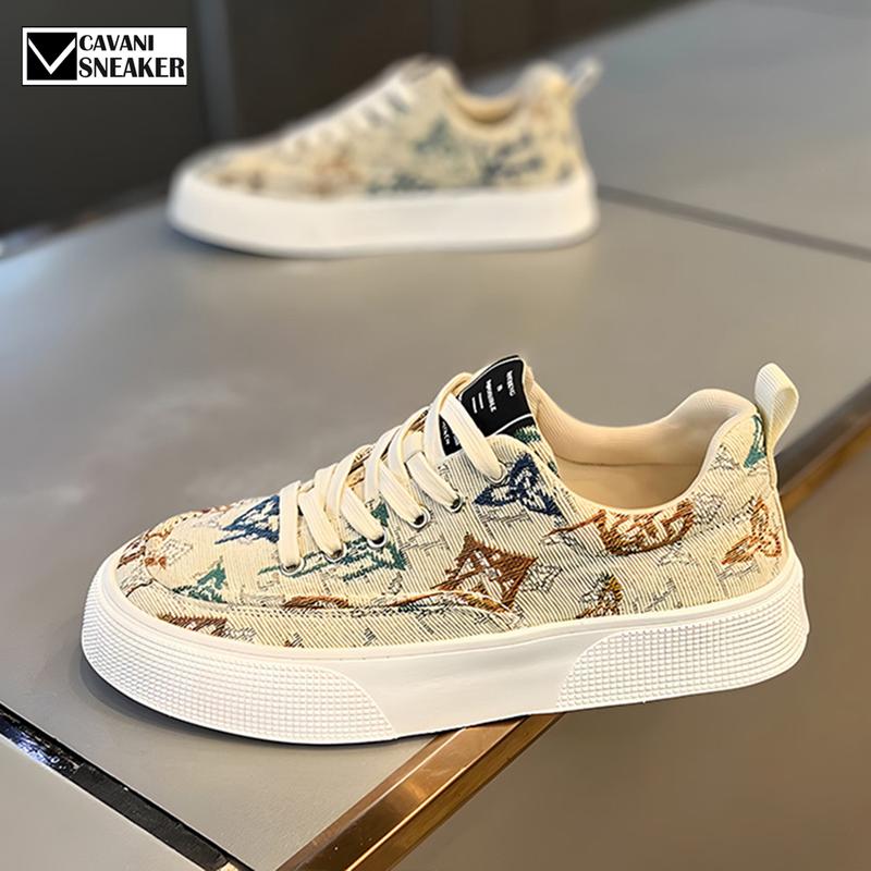 Giày Nam Sneaker - Giày Thể Thao Vải Canvas Z88 Phối Họa Tiết Trẻ Trung Hot 2024 Hoa Shoes Đế Bằng
