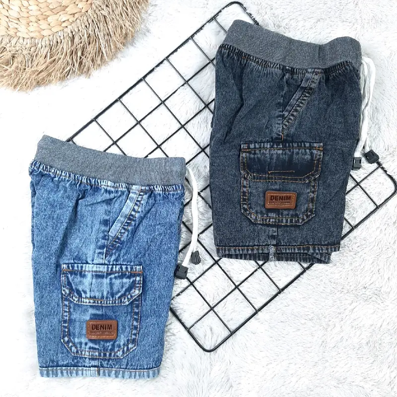 Jeans Cargo Anak Usia 1-4 Tahun, Bahan Jeans Wash 6.5oz, Warna Biru dan Hitam 3