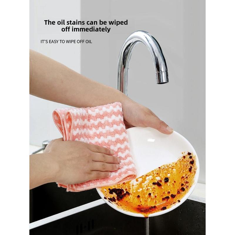 Kitchen Cleaning Cloth Towel Dishwashing Cloth Household Lazy Glass Table Cleaning Non-Shedding Absorbent Non-Greasy microfiber  cloth 8