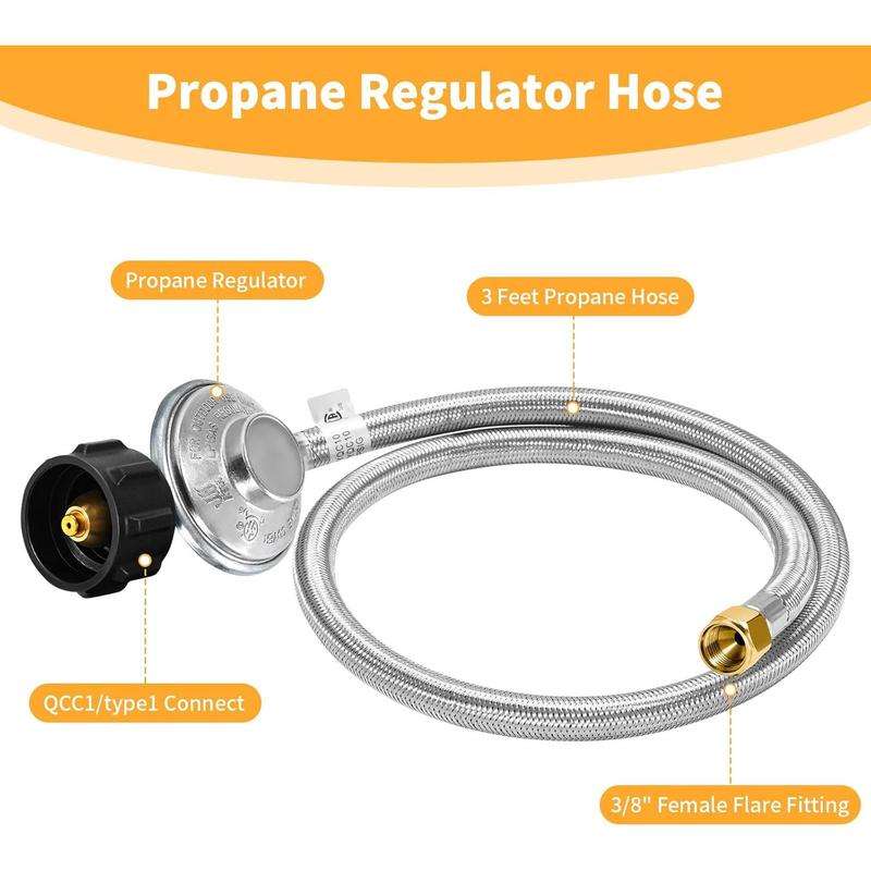24 IINCH Propane Hose Regulator QCC1/Type-1 LPG Hose with 3/8'' Female Flare Nut for Most Gas Grill Fire Pit Table 24 IINCH Propane Hose Regulator QCC1/Type-1 LPG Hose with 3/8'' Female Flare Nut for Most Gas Grill Fire Pit Table