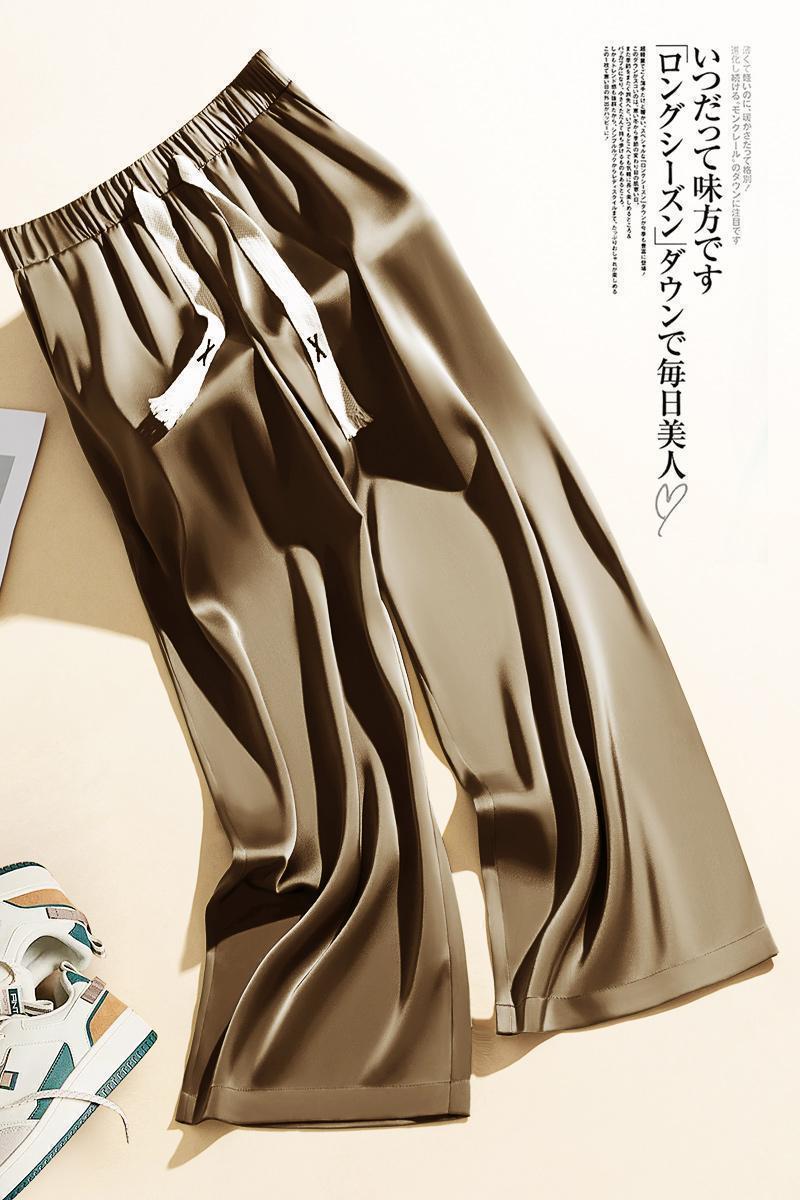 Product Introduction of Summer large size 300 catties ice silk casual pants men's pants draped wide-leg pants straight loose pants 6