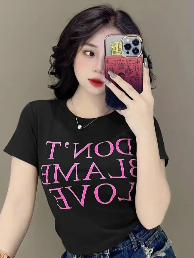 Áo Thun Nữ Croptop In Chữ DON'T LOVE_ Bigsize:45-85kg Women Cổ Tròn