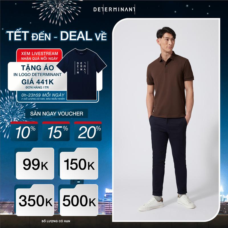 Áo thun nam polo DETERMINANT - Cotton cao cấp Visdry kháng nước thấm hút tối đa - P01 - màu nâu