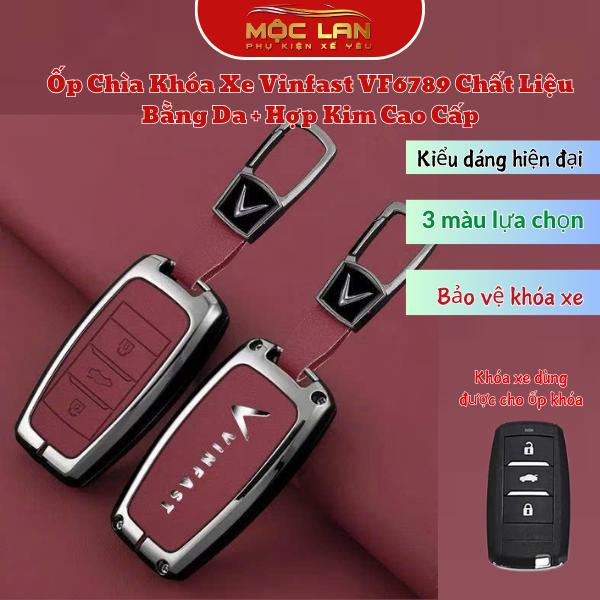 Ốp Chìa Khóa Xe Vinfast VF5 LIMO GREEN Bọc Chìa Khoá Xe Điện Bằng Da + Hợp Kim Cao Cấp - Móc Khóa - Phụ Kiện Xe VINFAST VF5