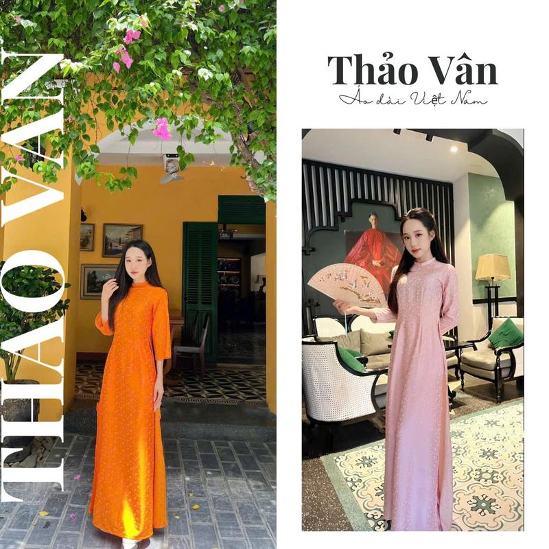Áo Dài Truyền Thống Lụa Gấm Chuồn Chuồn, Tay loe Lỡ  - Áo Dài Thảo Vân Dress ❤❣m❣❤ ➡ hồng⬅ Nữ Women
