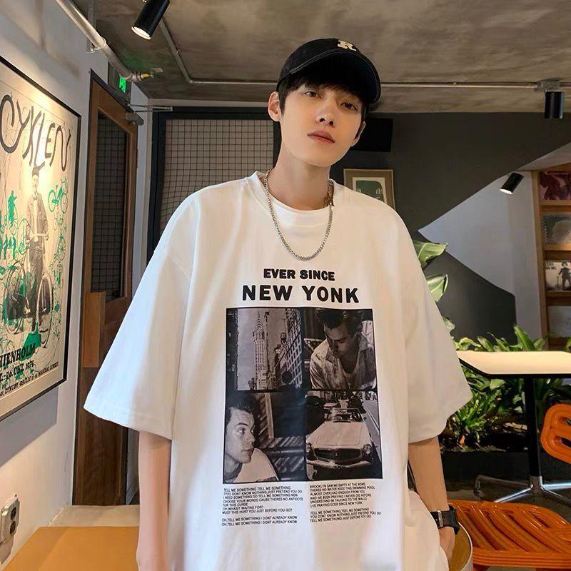 Product Introduction of [Store Hot Sale] European and American High Street Short-Sleeved Men's Summer Ins Fashion Brand Retro T-shirt Men's Design Sense Niche Fashion Loose All-Matching Clothes 4