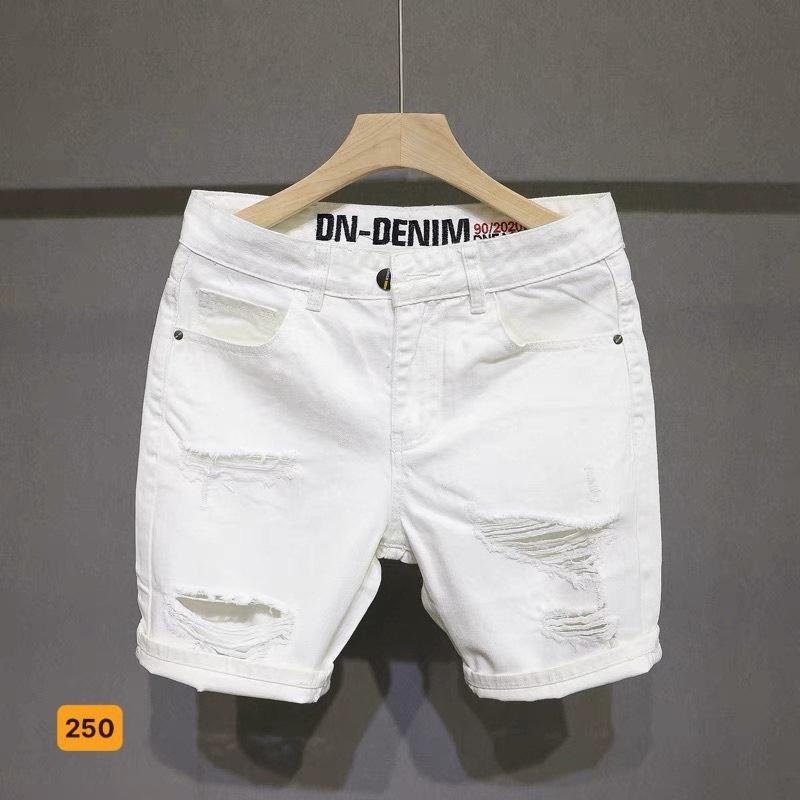 Quần short jean nam trắng rách cao cấp - Diễm Nhi Store Ms250