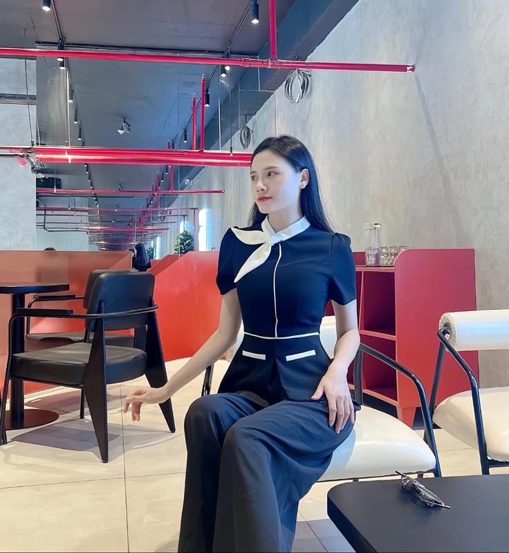 Áo Peplum Phối Cổ Xoắn Nơ hack eo chất tuyết hàn phong cách HQ Nữ Top Women Voi