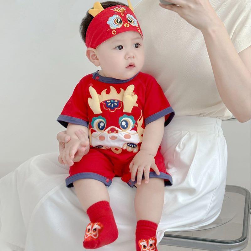 Bộ Đồ Liền Thân Đùi Rồng Tết LOTUKA Chất Cotton Mềm Cho Bé, Bodysuit Cho Bé Trai Bé Gái, Quần Áo Trẻ Em 0-12 tháng