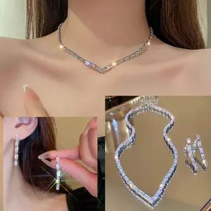 Perhiasan Set Kalung Pesta Anting Pesta Mewah Aksesoris Pesta - Fuji