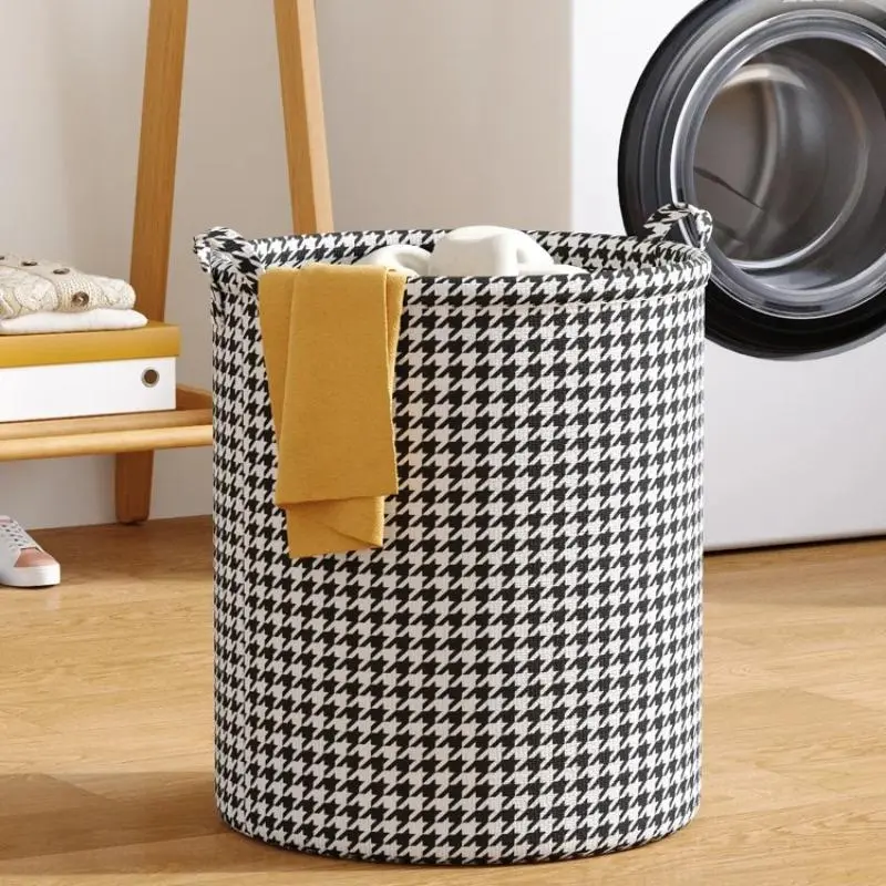 Collapsible Laundry Basket, Large Capacity Waterproof Non-woven Fabric Folding Laundry Hamper, Cylindric Collapsible Storage Basket for Bathroom Laundry Room Hotel