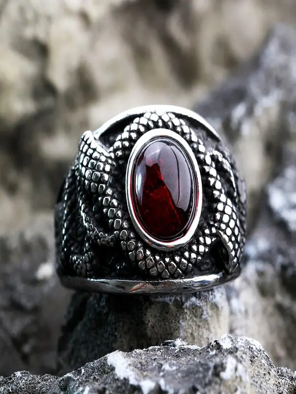 Snake Design Stainless Steel Ring, Fashion Jewelry for Party, Daily Clothing Decor, Trendy All-match & Exquisite Jewelry for Birthday Gift 6