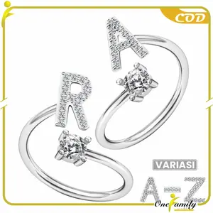 [COD] OFM K59 Cincin Huruf Silver Abjad Huruf A-Z Tahan Karat Perhiasan Wanita Inisial Nama