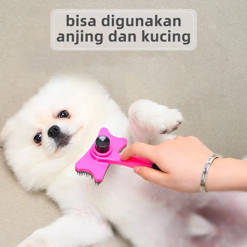 S5641 Sisir Hewan / Brush Grooming Press / Sikat Pembersih Bulu Rontok  / Sisir Bulu Kuncing Anjing Hewan Peliharaan 3
