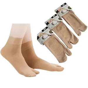5 Pasang Kaos Kaki Stocking Jempol Pendek 2 Jari Warna Cream Muslimah Dewasa Anti Slip & Ringan Nyaman