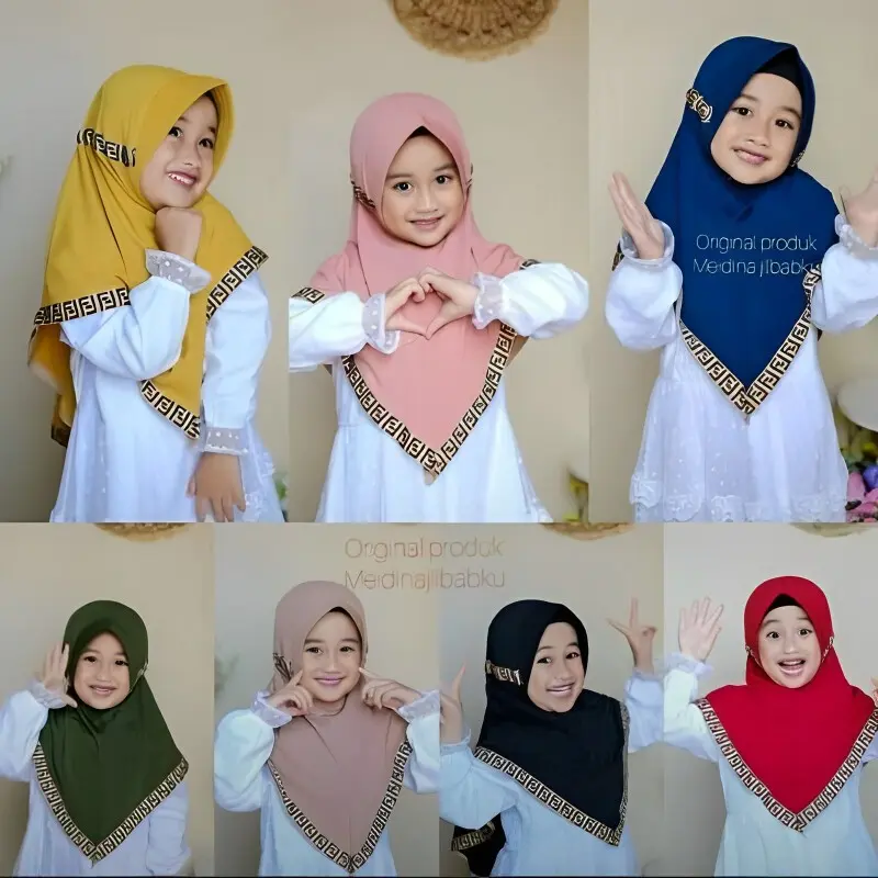 Jilbab Anak Perempuan Hijab Anak TK Kerudung Anak Perempuan Renda Serut 3 Sampai 6 Tahun Instan Muslim Simple Sekolah Bergo Hitam 0