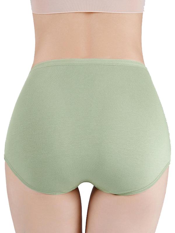 Women's Solid Color High Waist Brief, Soft Comfy Breathable Panty for Daily Wear, Women's Underwear for All Seasons 1