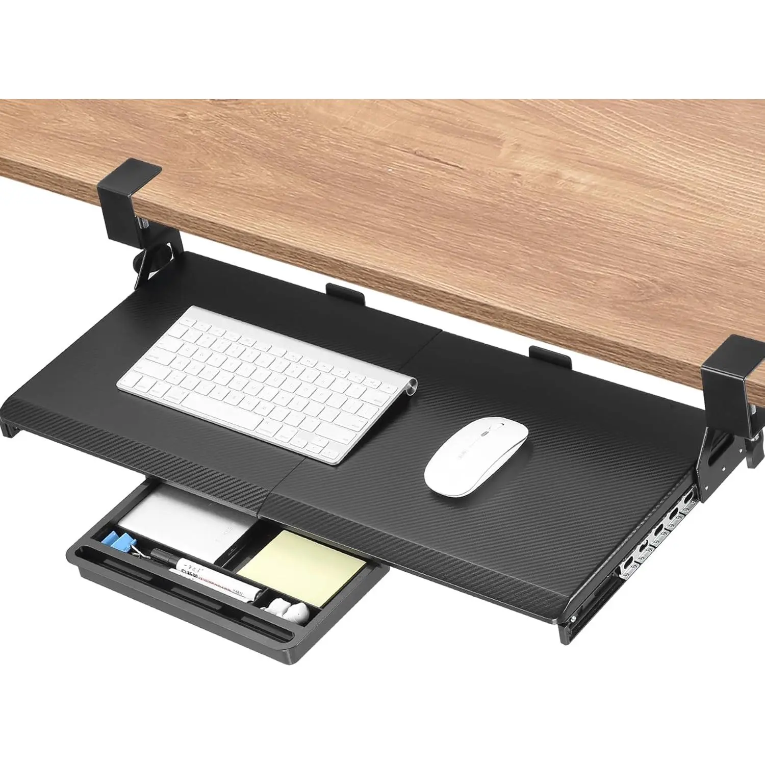 Keyboard Tray, 26.77" X 11.81" Large Size Keyboard Tray under desk,with C Clamp-on Mount Easy to Install, Computer Keyboard Stand, Ergonomic Keyboard Tray for Home and Office