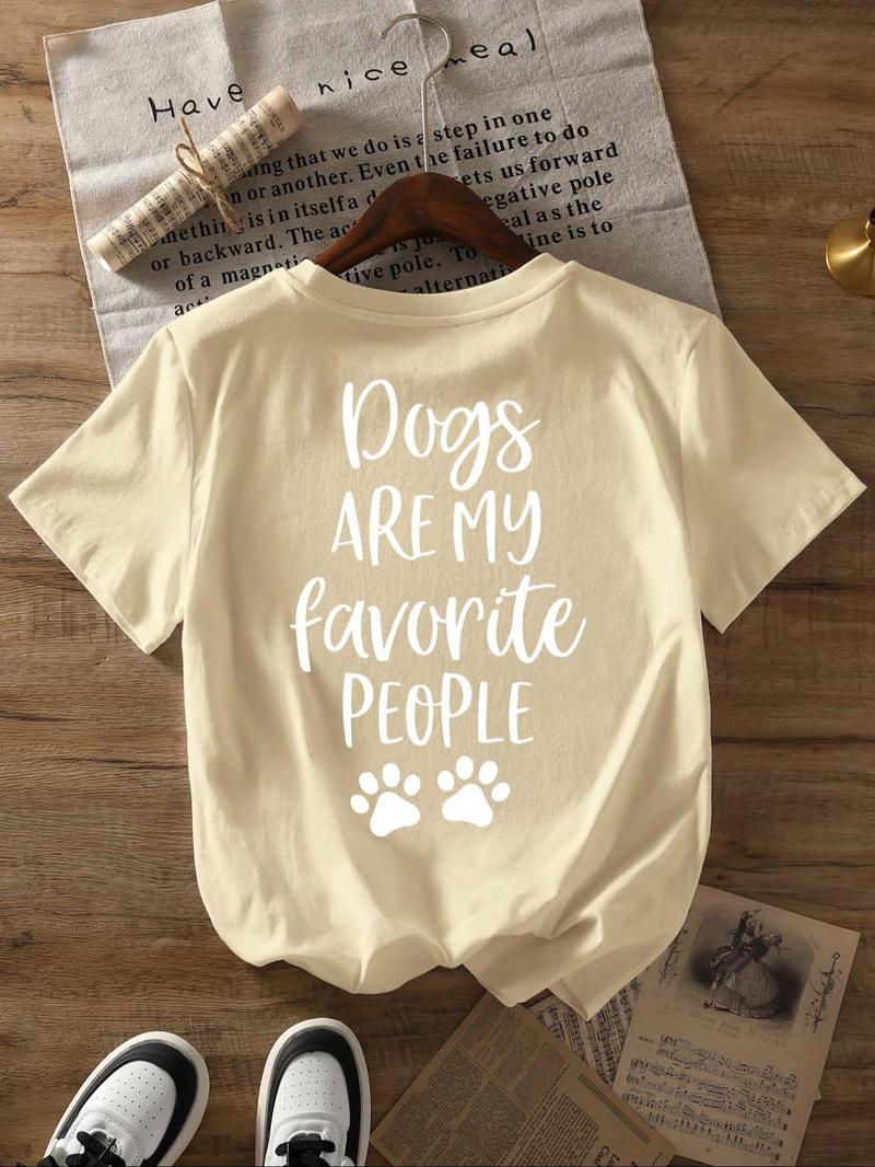 Product Introduction of Women's Letter Print Round Neck Tee, Fashion Casual Short Sleeve T-shirt, Ladies Summer Clothes for Daily Wear 1