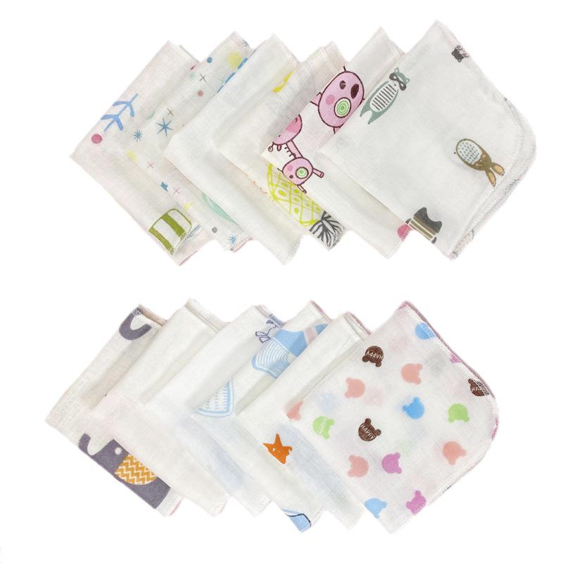 Khăn Tay Gạc Đôi Mật Độ Cao, 20X20Cm, Khăn Mặt Tắm, Gạc In Hoạt Hình, Khăn Vuông Cho Ăn 0