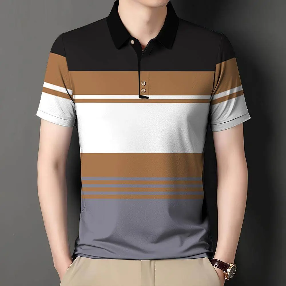2025 Men's Polo Shirt Daily Casual Shirt Business Executive Clothing Summer Breathable Short Sleeve Polo Shirt
