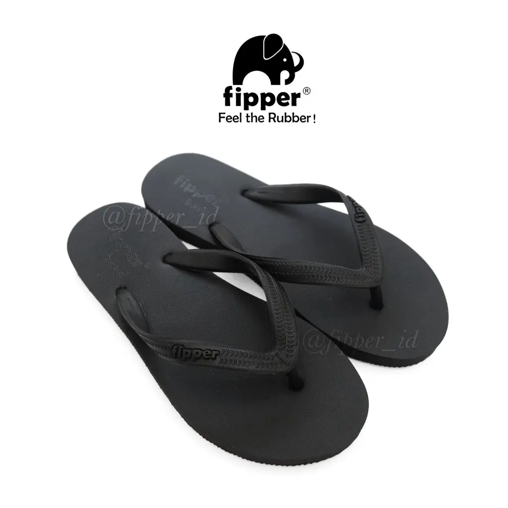 [FIPPER BASIC-M] - Black - Sandal Jepit Pria & Wanita Original