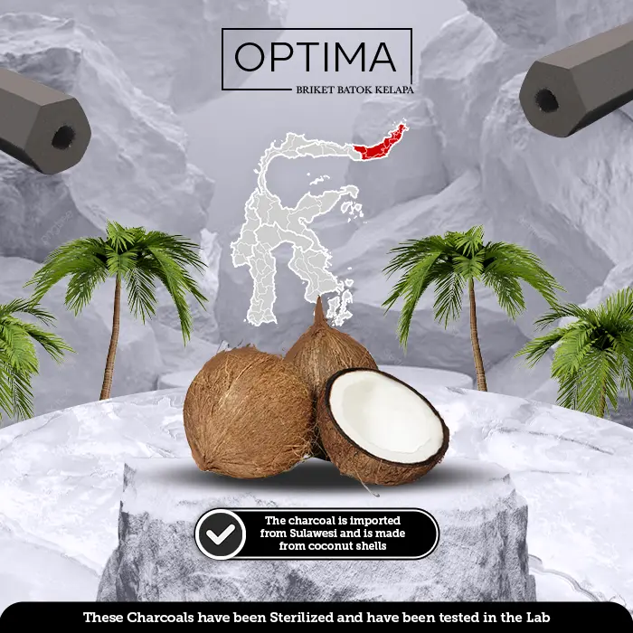 Optima Arang Briket Hexagonal Batok Kelapa 1 Kg ukuran 5 x 10 cm (BBQ) 2