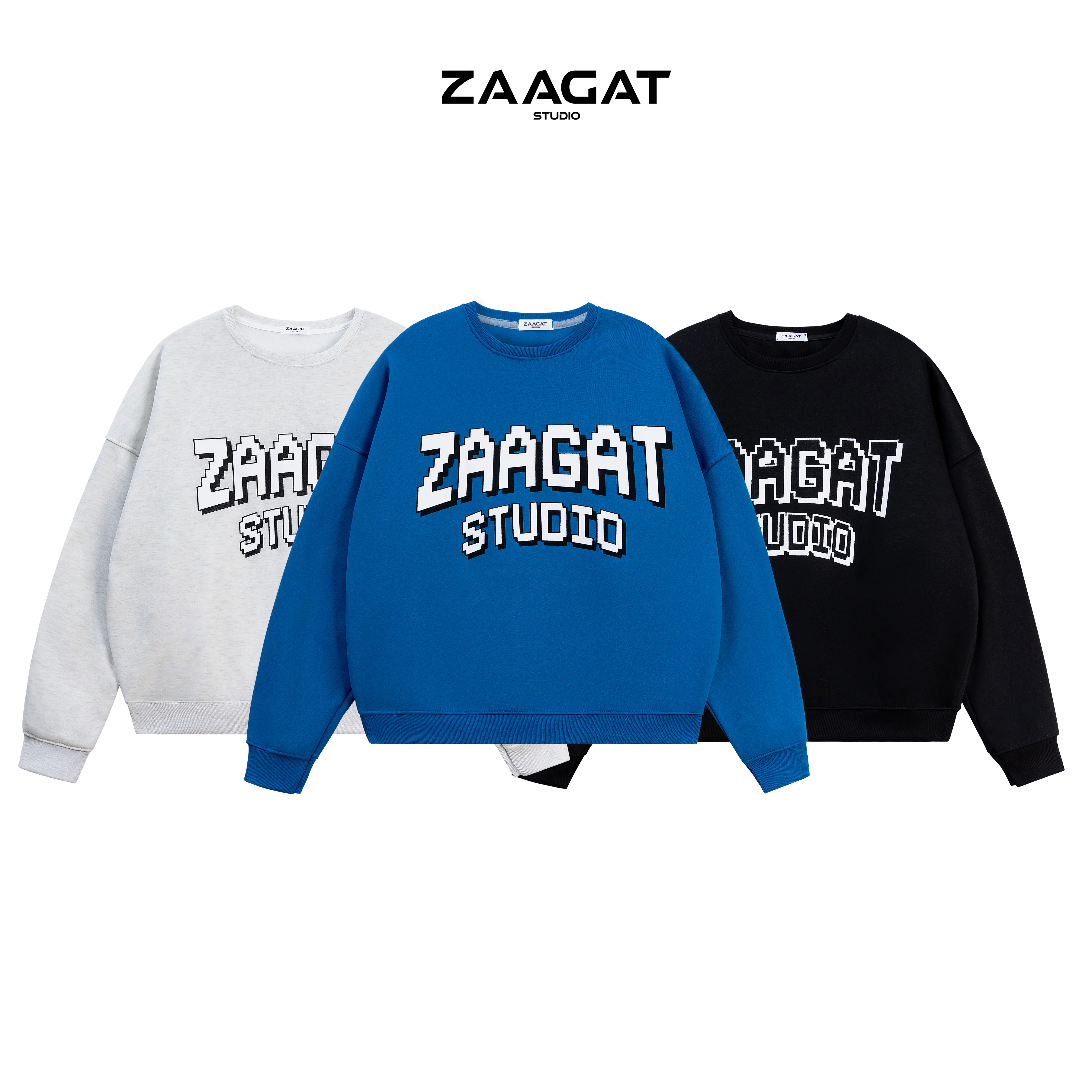 [ XẢ NGHỈ TẾT] Áo sweater vải nỉ bông cổ tròn form boxy SWEATER ZAAGAT Hoodie  Menswear Tay Dài Dài Tay