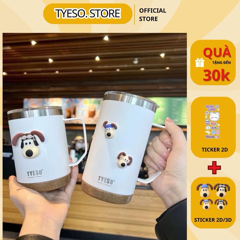 [Chính Hãng] Ly Giữ Nhiệt Tyeso Có Quai Cầm 530ML - 710ML + Ticker 3D