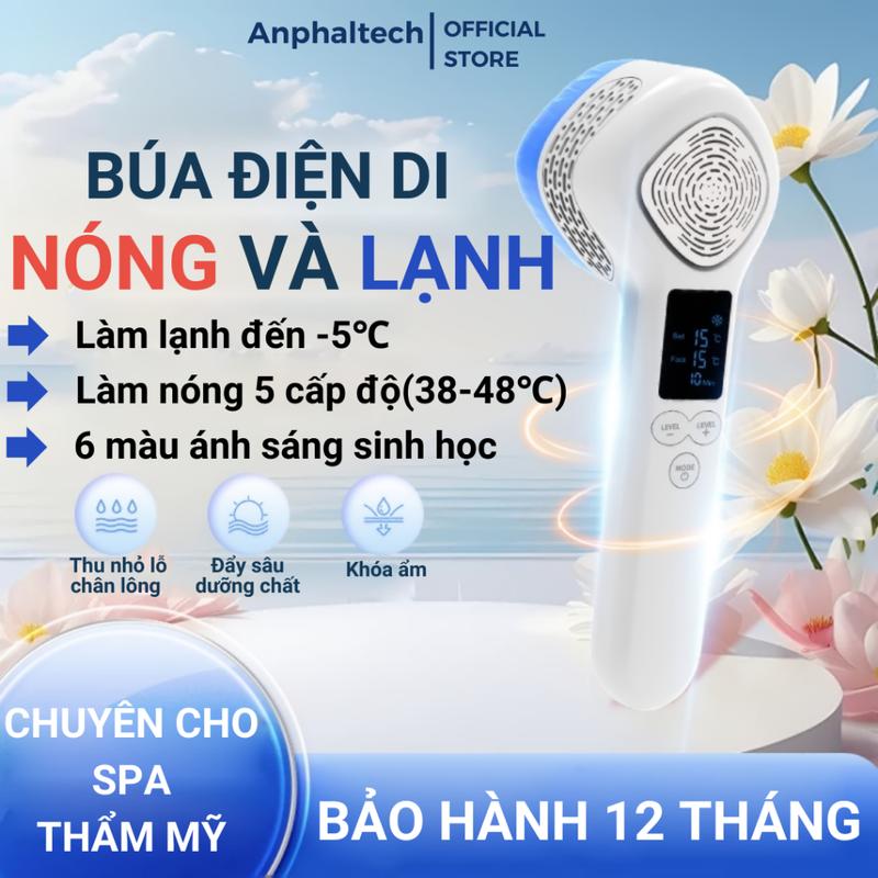 Búa Nóng Lạnh B015, Máy Điện Di Nóng Lạnh Kết Hợp Ánh Sáng Sinh Học, 6 Màu Ánh Sáng,Lạnh tới -5°C Chuyên Dùng Cho Spa,TMV