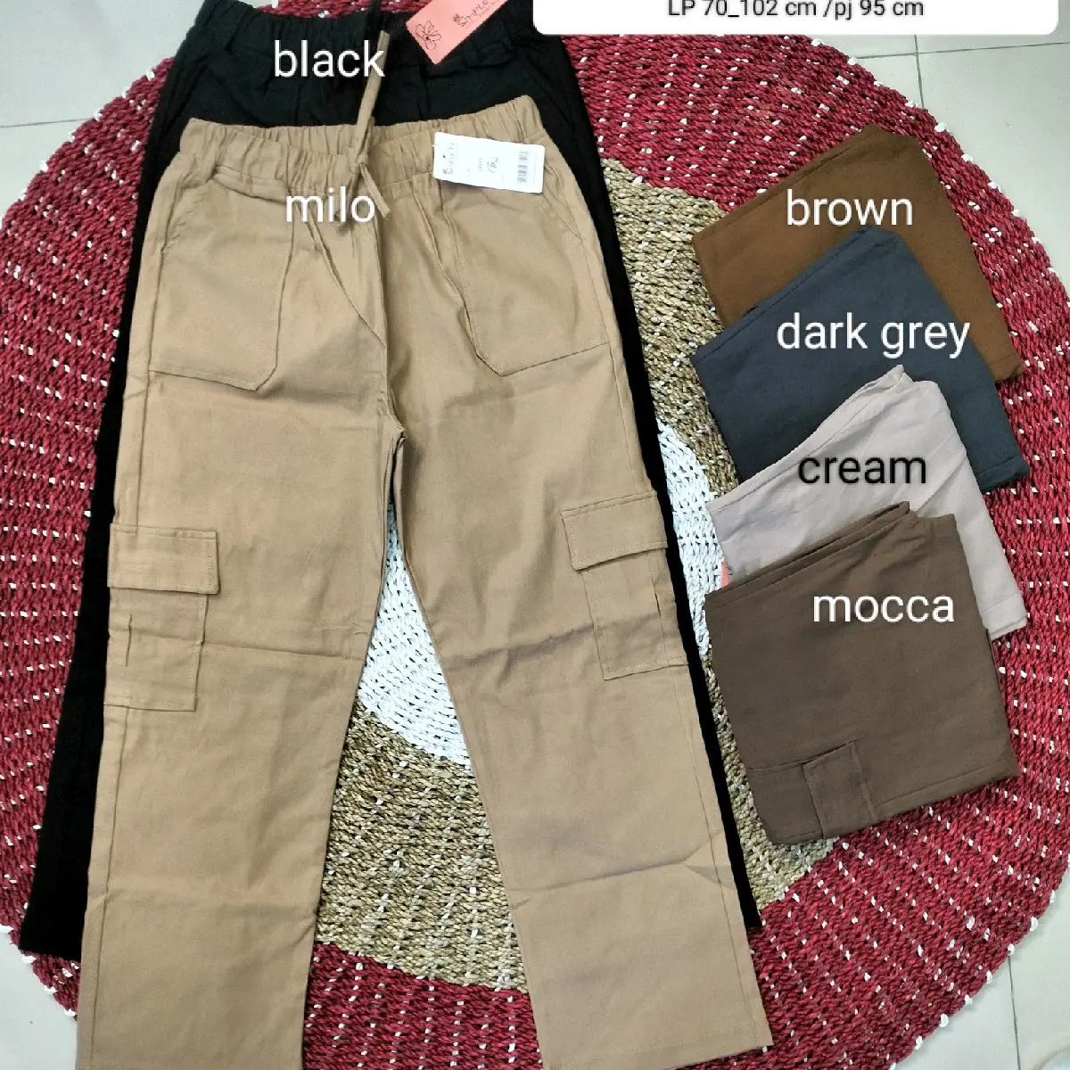 CELANA CARGO TALI Bahan katun tebal imoort Standar dan Jumbo Panjang Katun Melar Kancing Karet