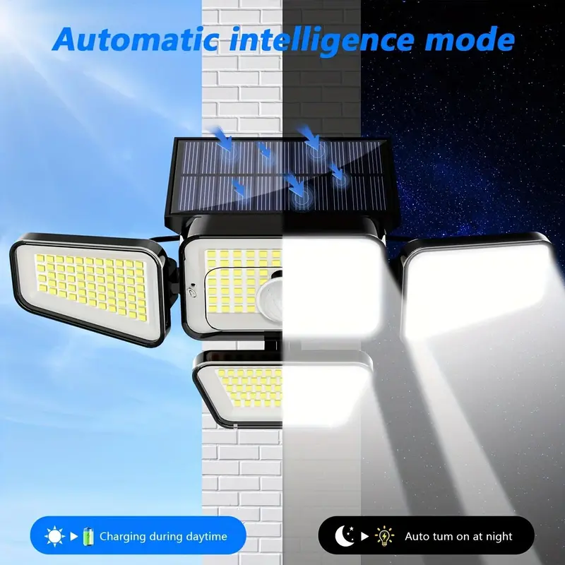 Solar Powered Outdoor Wall Light, 270LED Waterproof Solar Light with 3 Lighting Modes, Outdoor Garden Light with Move Sensor, Outdoor Lighting for Garden Patio Yard 5