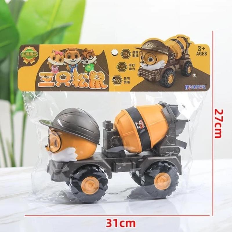 Xe đồ chơi, Xe ben chở cát, Xe móc, xe cần cẩu công trình, xe trộn bê tông cỡ lớn mô hình nhân vật Sóc Sushop 2