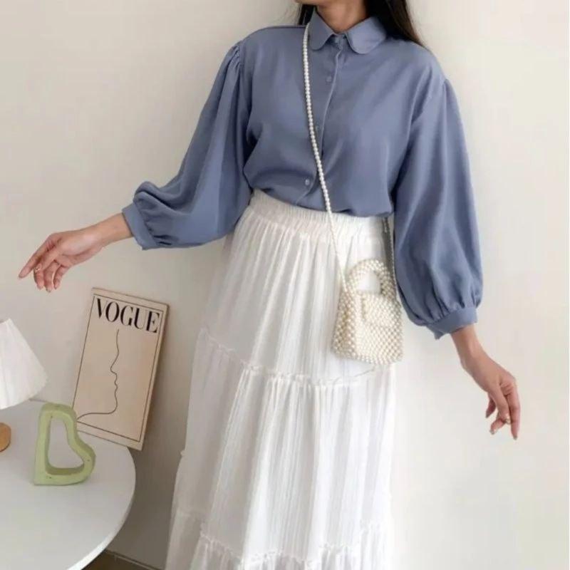 Elze Blouse Polos Shakilla Baju Atasan Wanita Kekinian Lengan Balon 2