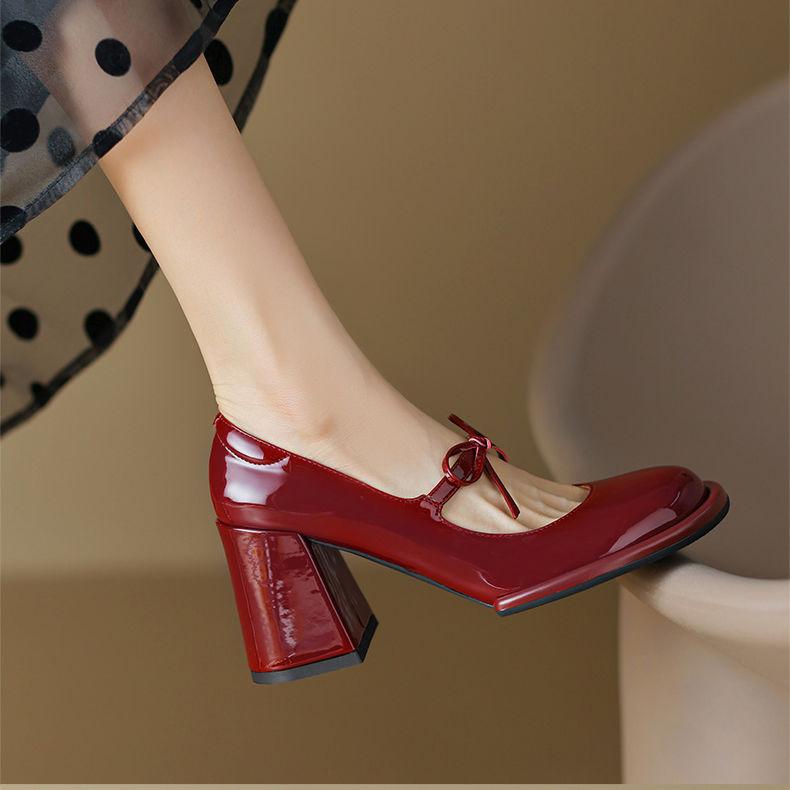 Vintage Mary Jane Flat Shoes, Square Toe Design with Thick Heels, Anti-Slip Design, Available in Multiple Colors, Gift for Girlfriend. 1