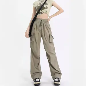 Cargo pants wanita Highwaist Loose Korean Style - Celana Kargo Wanita Jumbo Tali Serut Katun Stretch Panjang