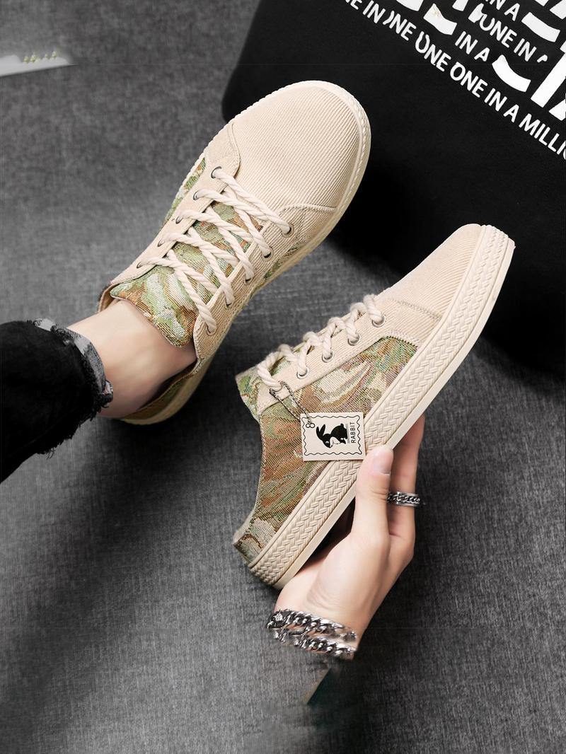 Product Introduction of Men's Patchwork Design Skateboarding Shoes, Sporty Comfortable Shoes for Daily Wear, Male All-match Round Toe Shoes for Daily Wear 8