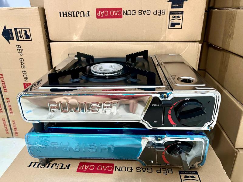 Bếp Gas mini INOX FUJISHI ,  Bếp ga du lịch dùng bình gas, lon ga mini  - Hàng Chính hãng