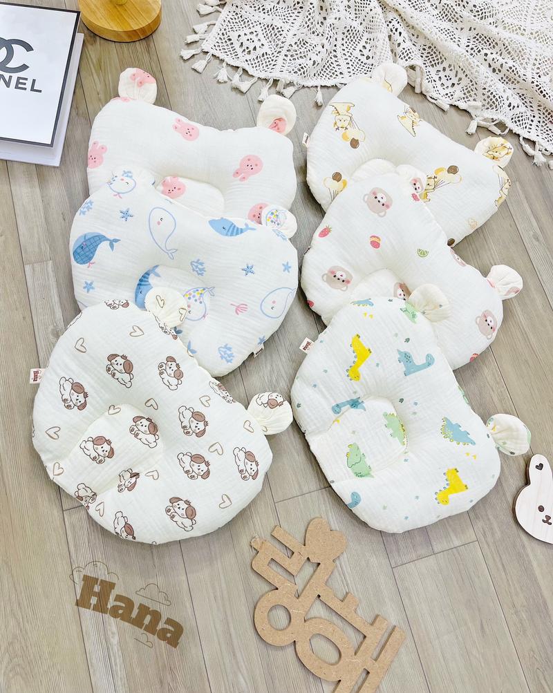 Product Introduction of Gối Lõm Tim Hình Tai Gấu, Vải Xô Muslin Cao Cấp Chống Méo Đầu, Êm Ái, Thoải Mái Cho Bé Nằm Gối Ngủ Cotton 3sbaby DT05 1